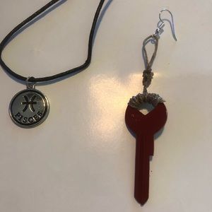Pisces necklace and 1 key earring
